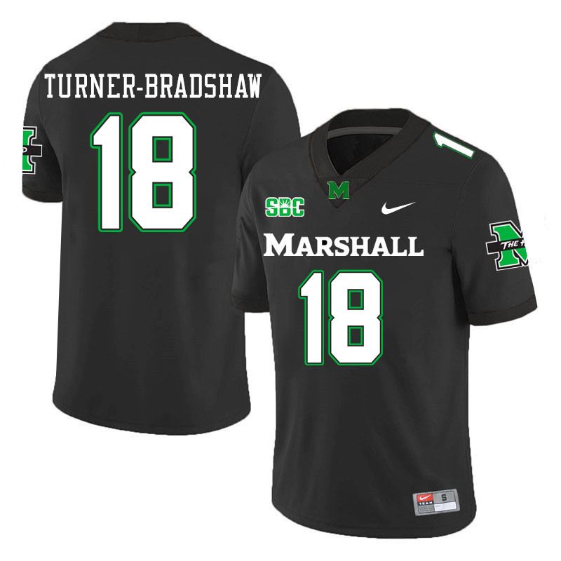 Marshall Thundering Herd #18 Xayvion Turner-Bradshaw College Football Jerseys Stitched-Black
